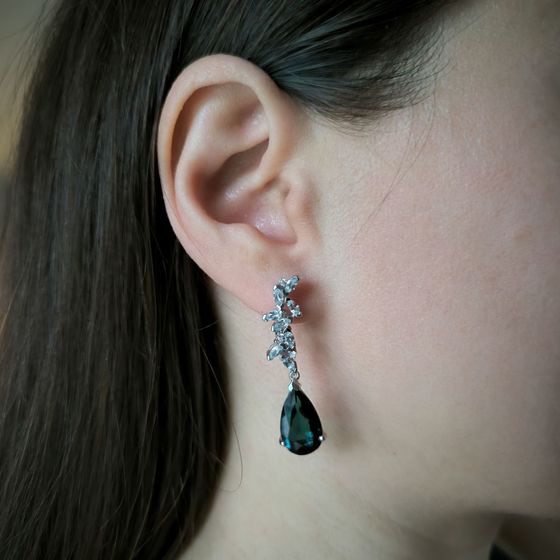 Серебряные серьги с топазом Лондон Блю 9.407ct, топазом