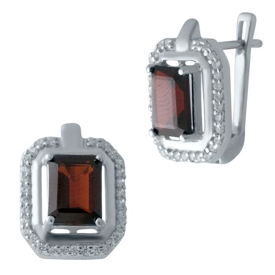 Серебряные серьги с гранатом