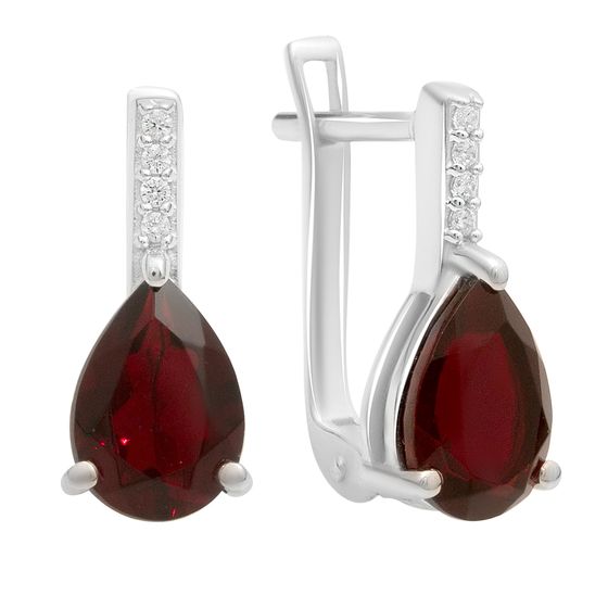 Серебряные серьги с гранатом nano