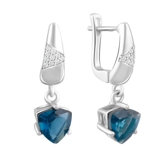 Серебряные серьги с топазом Лондон Блю 2.437ct