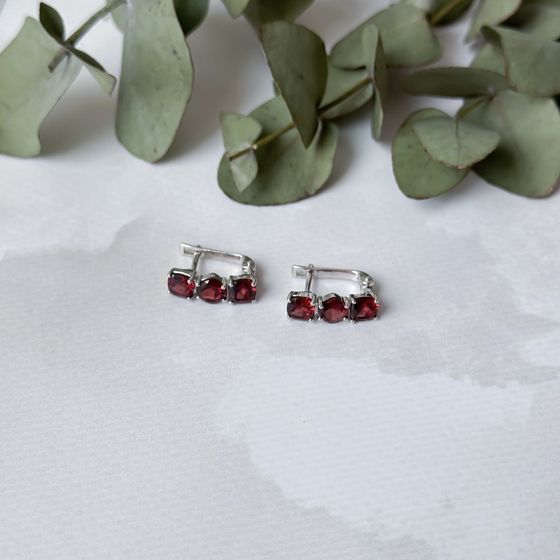 Серебряные серьги с гранатом 3.929ct