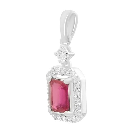 Серебряная подвеска с рубином 1.871ct, фианитами