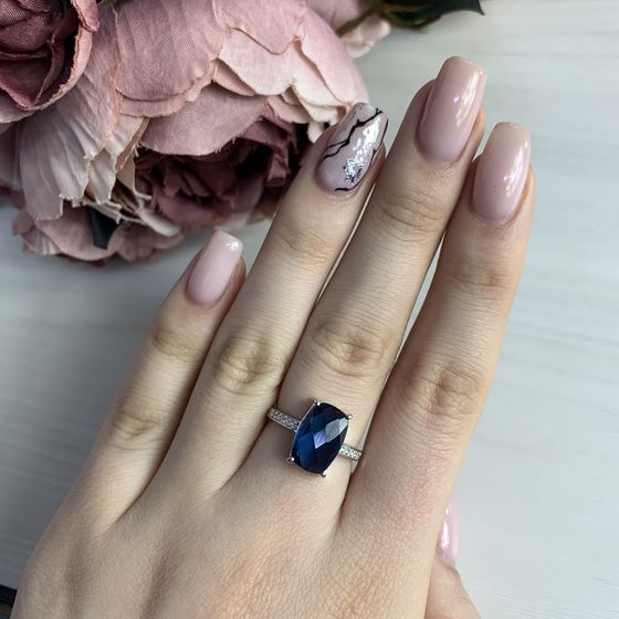 Серебряное кольцо с топазом Лондон Блю 2.79ct