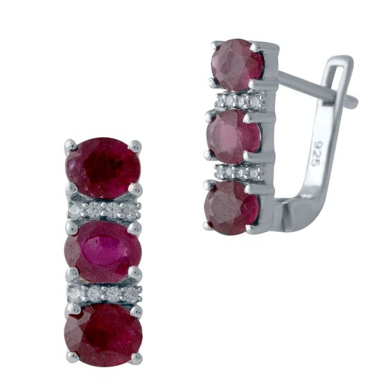 Серебряные серьги с рубином 3.344ct