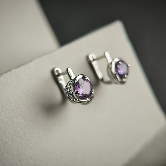 Серебряные серьги с александритом 3.339ct