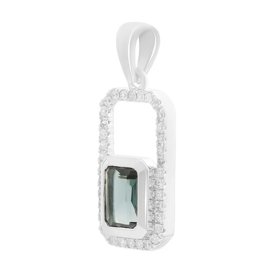 Серебряная подвеска с топазом Лондон Блю 1.18ct, фианитами