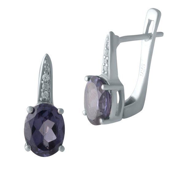 Серебряные серьги с александритом