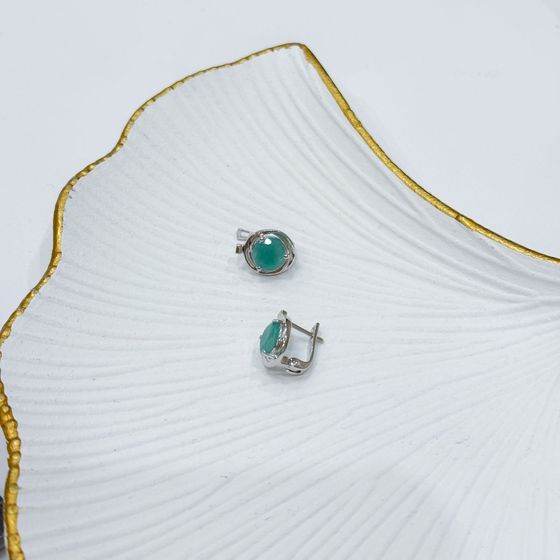 Серебряные серьги с изумрудом 3.075ct