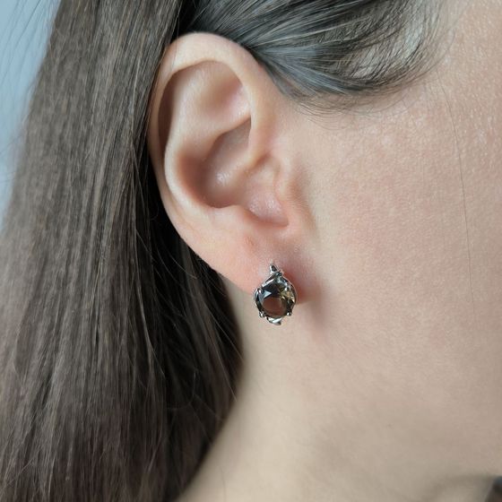 Серебряные серьги с раухтопазом (дымчатым кварцем) 3.467ct
