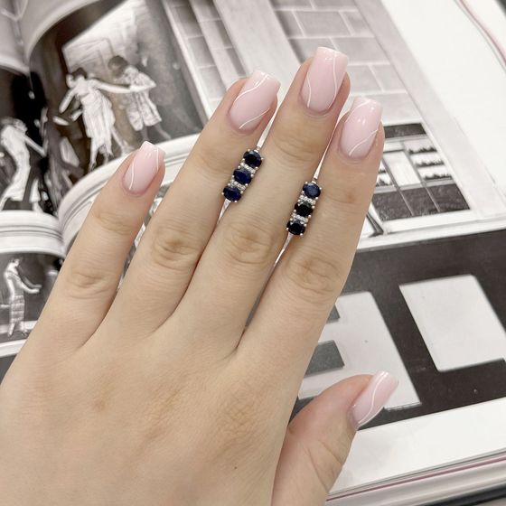 Серебряные серьги с сапфиром 2.844ct, фианитами