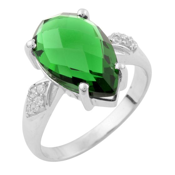 Серебряное кольцо с изумрудом nano