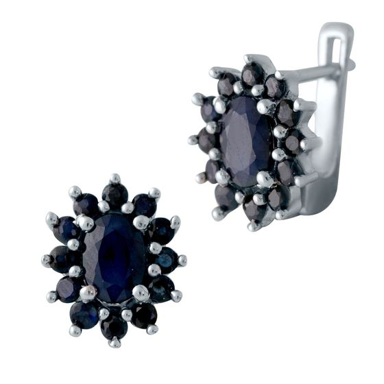 Серебряные серьги с сапфиром 3.1ct