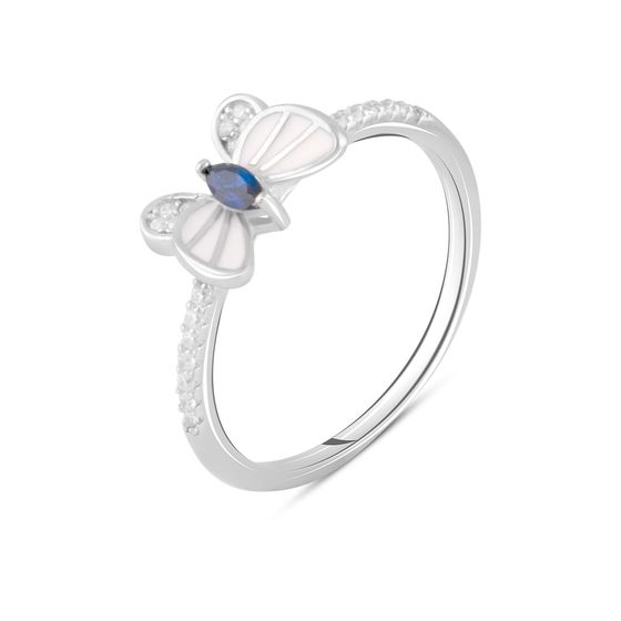 Серебряное кольцо с фианитами, емаллю