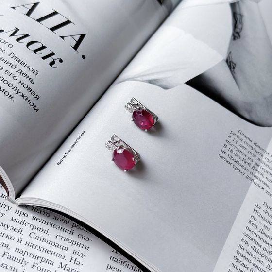 Серебряные серьги с рубином 8.17ct