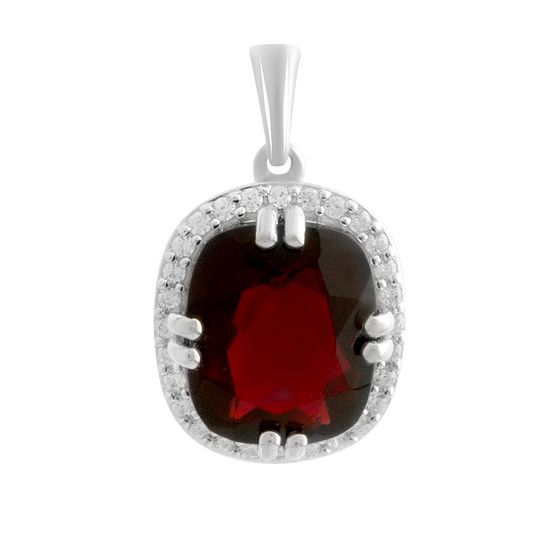Серебряная подвеска с гранатом 6.17ct, фианитами
