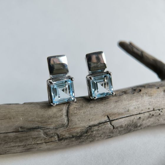 Серебряные серьги с топазом 5.838ct