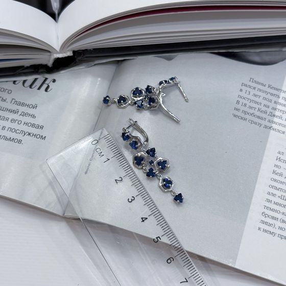 Серебряные серьги с сапфиром nano 3.155ct