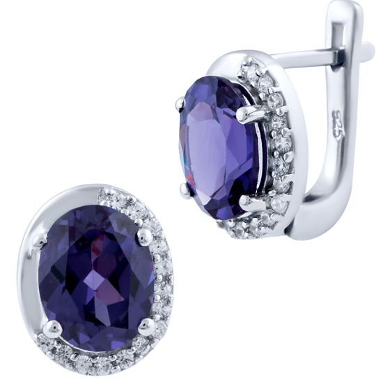 Серебряные серьги с александритом 9.85ct
