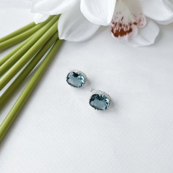 Серебряные серьги с топазом Лондон Блю 9.265ct