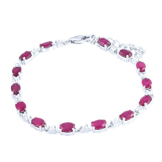 Серебряный браслет с рубином