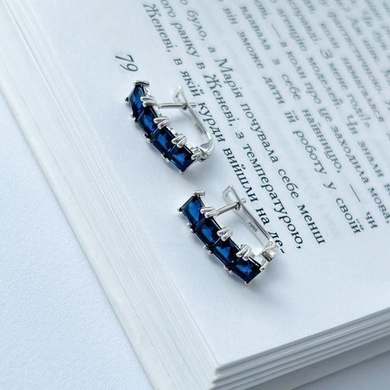 Серебряные серьги с сапфиром nano 2.123ct
