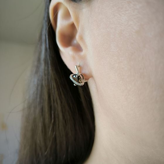 Серебряные серьги с раухтопазом (дымчатым кварцем) 3.465ct, фианитами