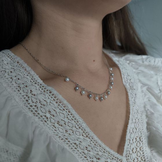 Серебряное колье с жемчугом