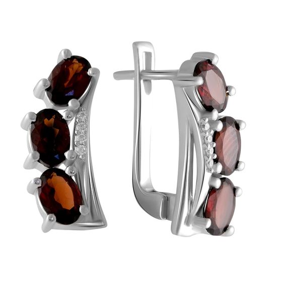 Серебряные серьги с гранатом 3.15ct
