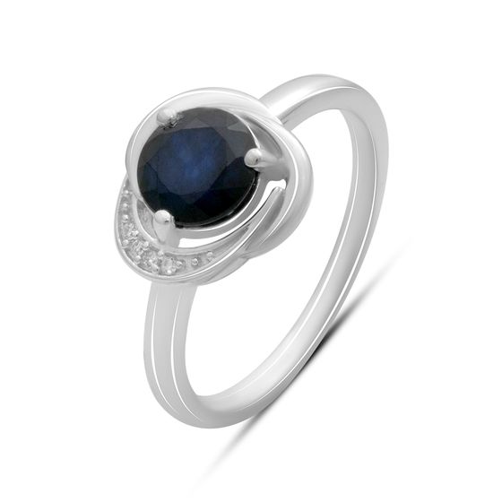 Серебряное кольцо с сапфиром 1.836ct, фианитами