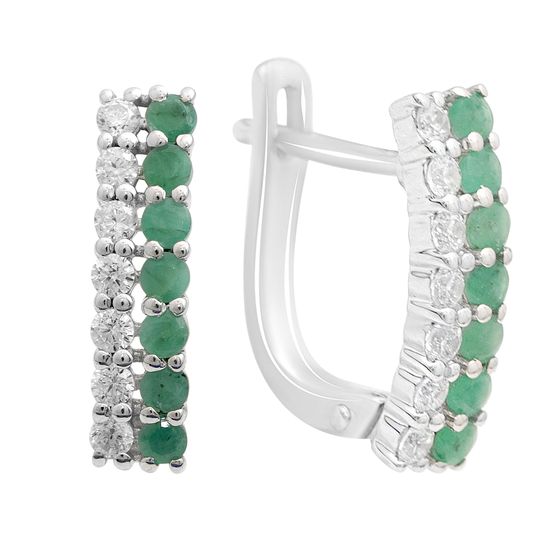 Серебряные серьги с изумрудом 1.275ct