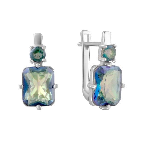 Серебряные серьги с мистик топазом 10.15ct