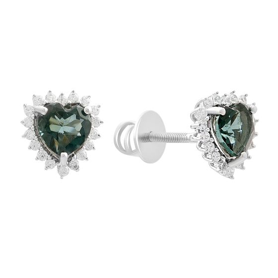 Серебряные серьги с топазом Лондон Блю 1.897ct, фианитами