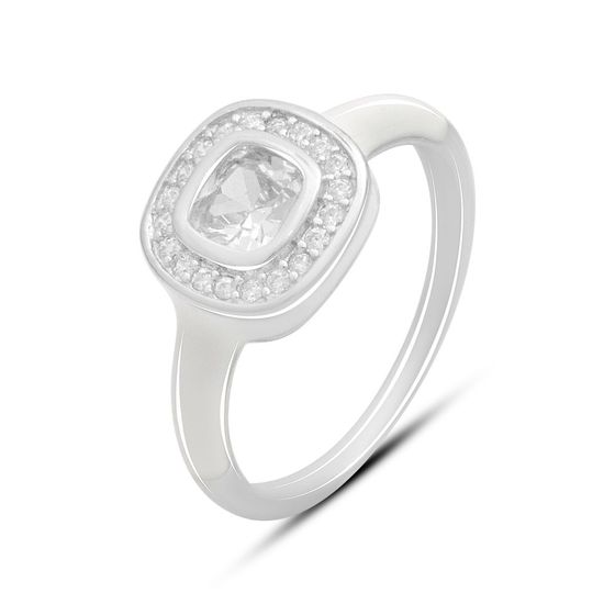 Серебряное кольцо с емаллю, фианитами