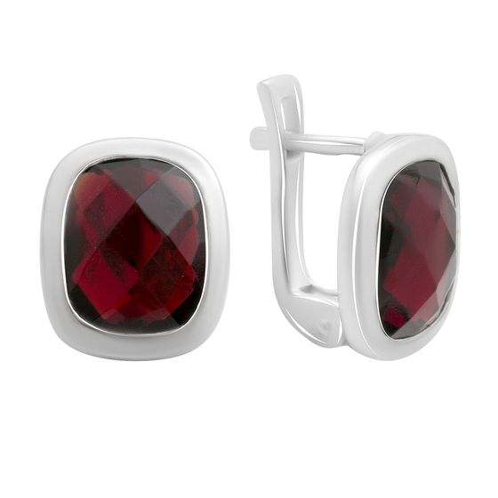 Серебряные серьги с гранатом nano