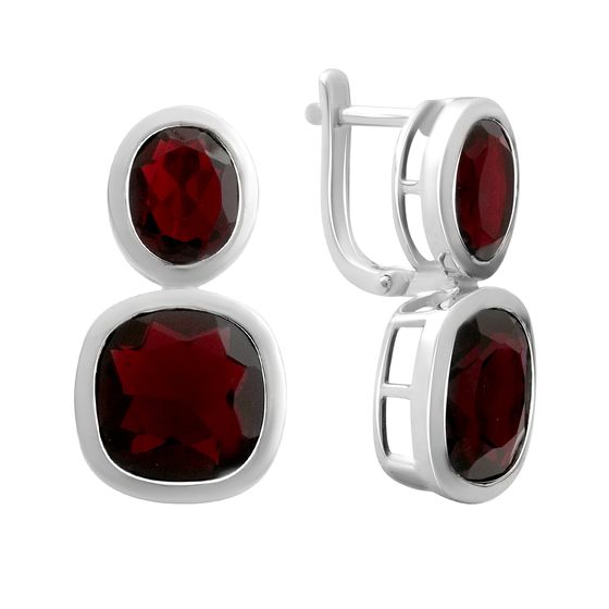 Серебряные серьги с гранатом 14.913ct