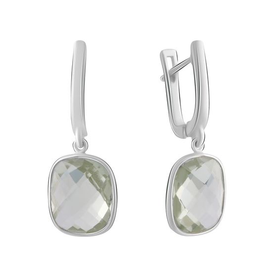 Серебряные серьги с зеленим аметистом 7.84ct