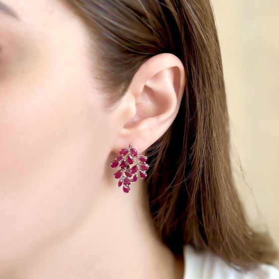 Серебряные серьги с рубином 7.925ct