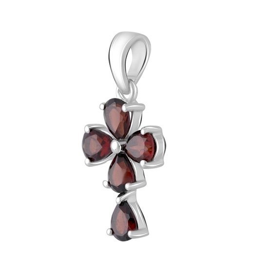 Серебряный крестик с гранатом 1.953ct