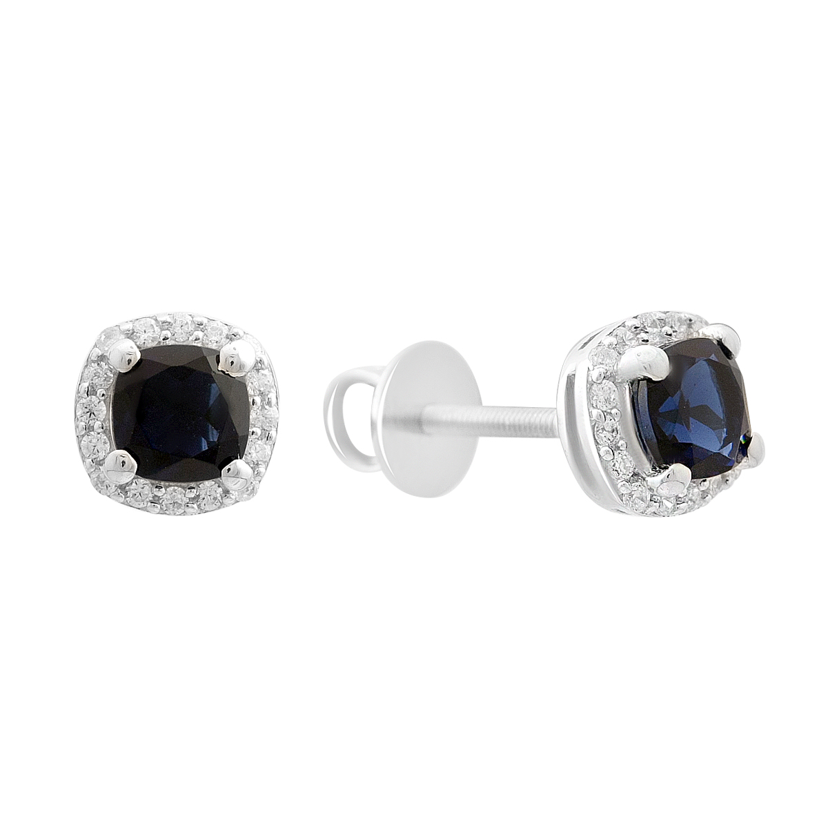 Серебряные серьги с сапфиром nano 1.39ct