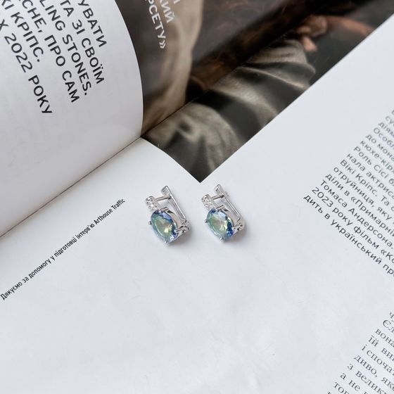 Серебряные серьги с мистик топазом 3.817ct