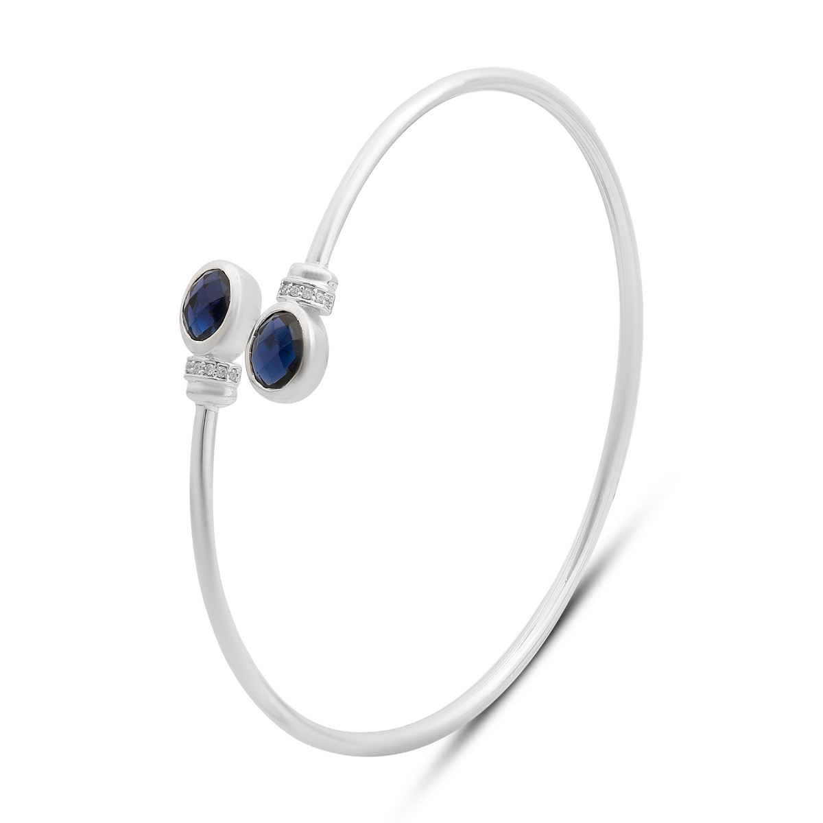 Серебряный браслет с сапфиром nano 2.529ct, фианитами