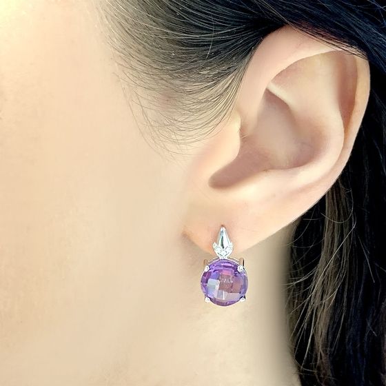 Серебряные серьги с александритом 10.51ct, фианитами