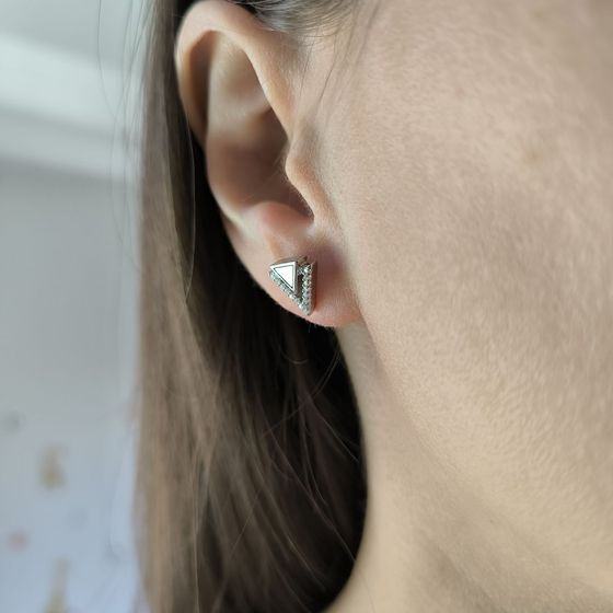 Серебряные серьги с перламутром, фианитами