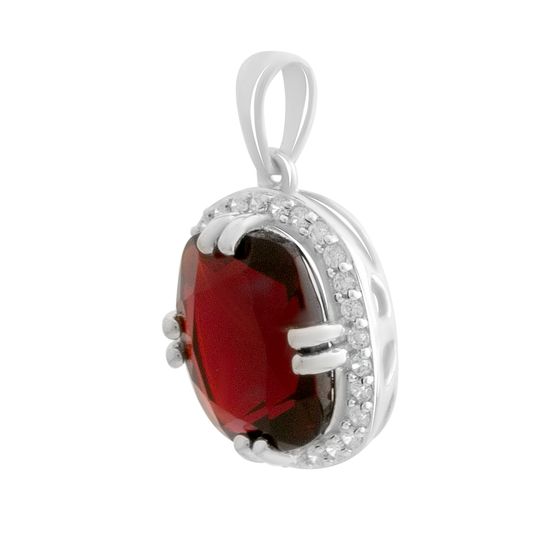 Серебряная подвеска с гранатом 4.67ct, фианитами