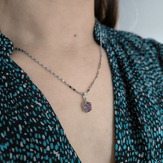 Серебряная подвеска с аметистом 1.017ct