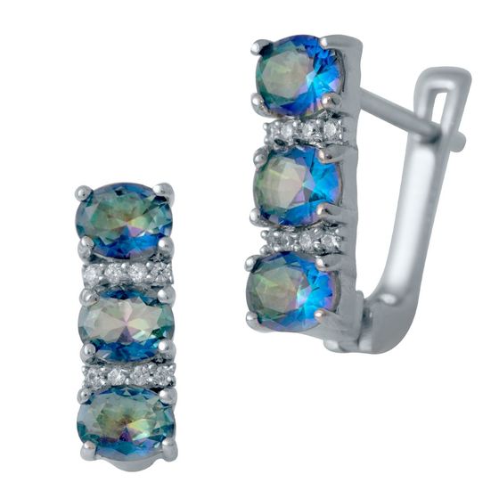 Серебряные серьги с мистик топазом 1.632ct