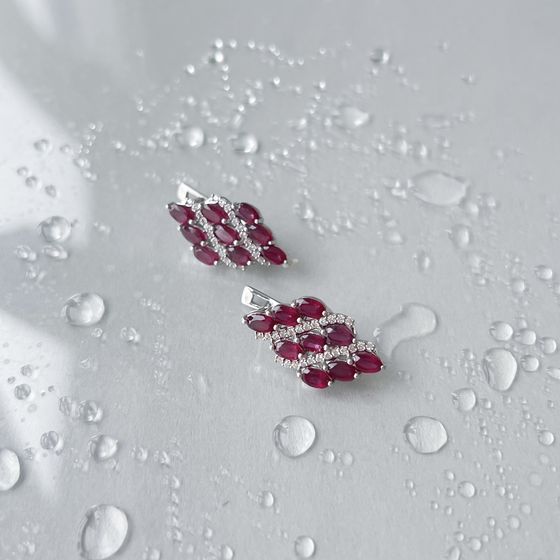 Серебряные серьги с рубином 7.101ct