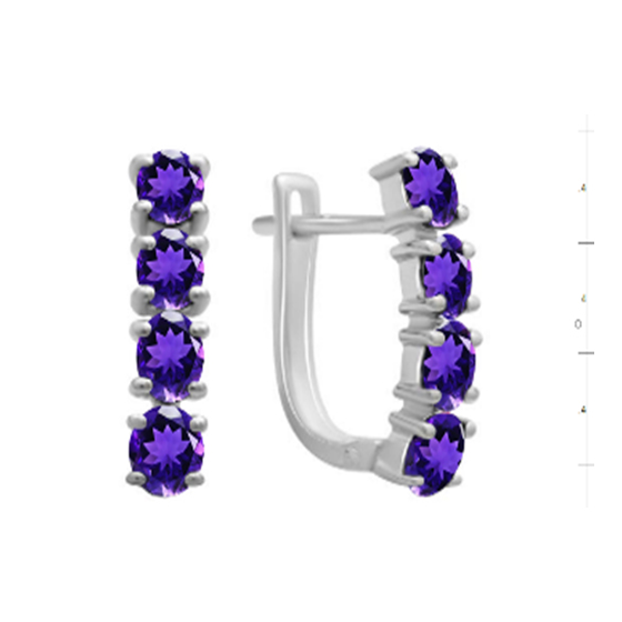 Серебряные серьги с аметистом 1.735ct