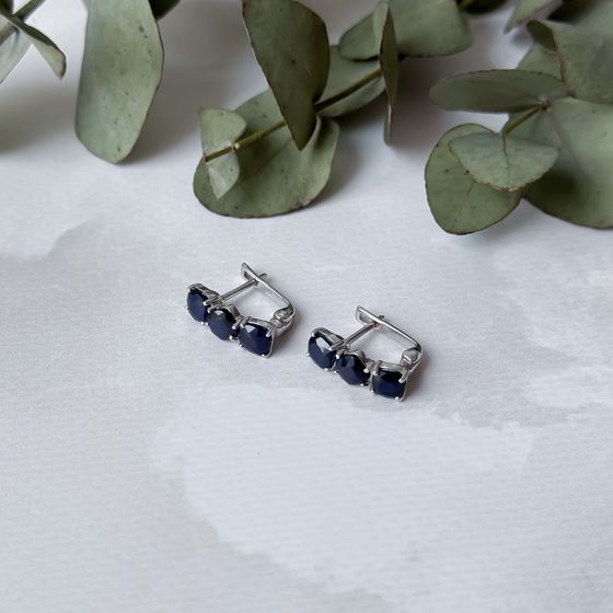 Серебряные серьги с сапфиром 3.933ct