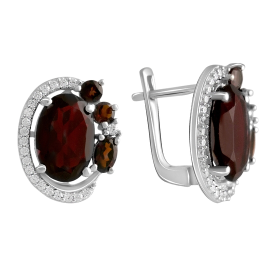 Серебряные серьги с гранатом 9.22ct
